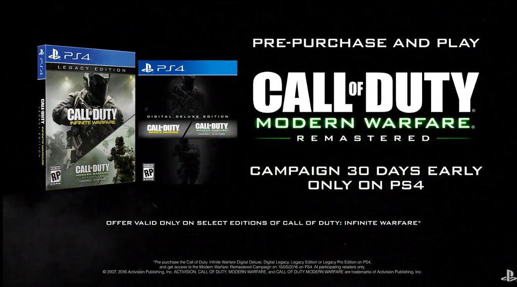 call of duty infinite warfare modern remastered early access ps4