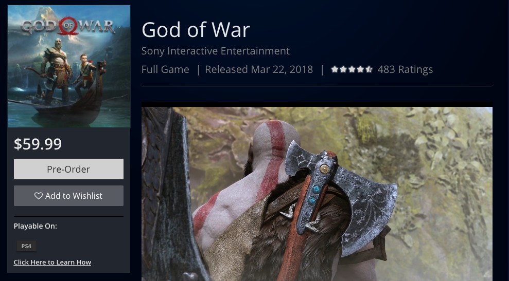 god of war release date psn