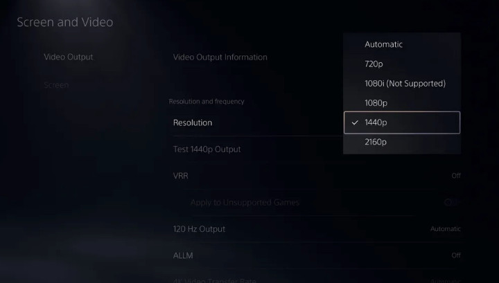 ps5 1440p support