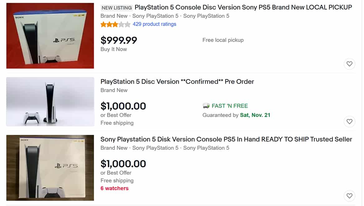 ps5 resold on ebay