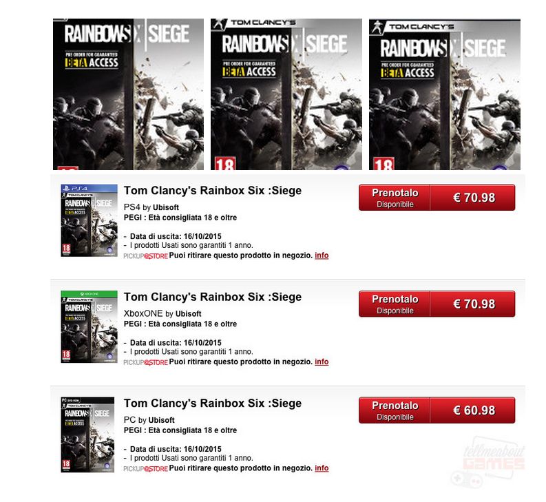 rainbow six siege gamestop italy