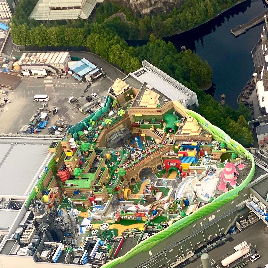 Super nintendo theme park drone image