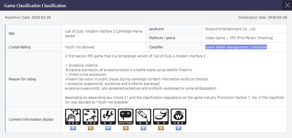 call of duty modern warfare 2 campaign remastered korea rating grab 1