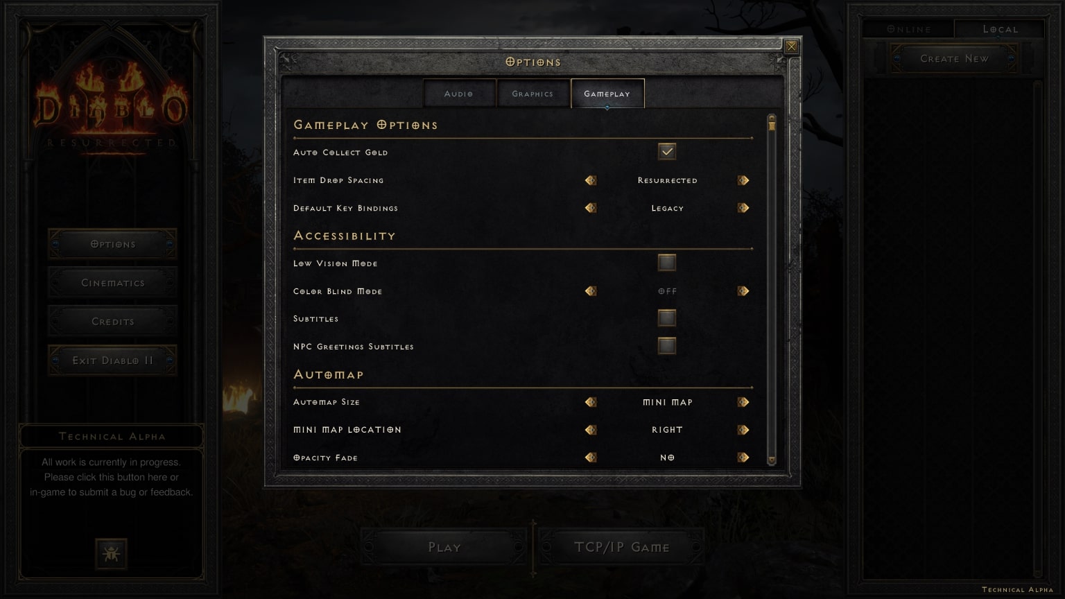 diablo 2 resurrected gameplay options