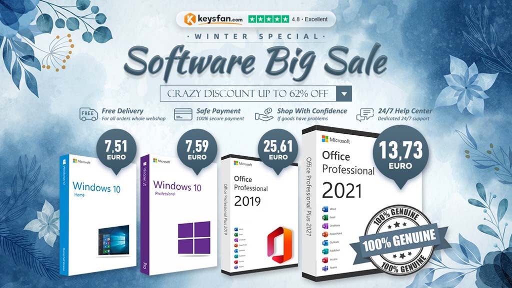 Αποκτήστε τα Windows 10 και Office 2021 Pro σε εκπτώσεις στο Keysfan Winter Sale, με τιμές από 6.22€!