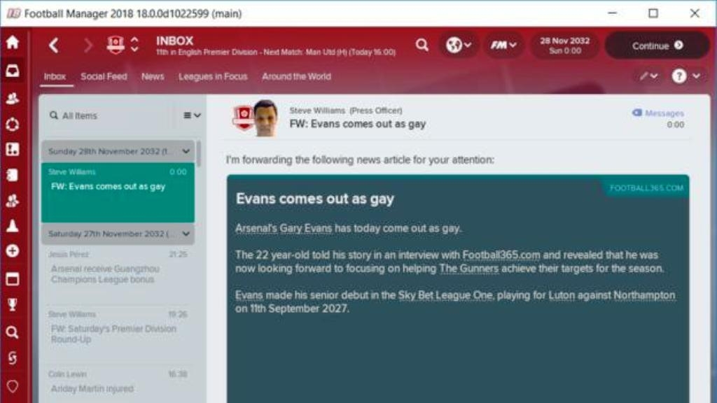 To Football Manager 2018 θα επιτρέπει σε παίκτες να ανακοινώνουν ότι είναι ομοφυλόφιλοι