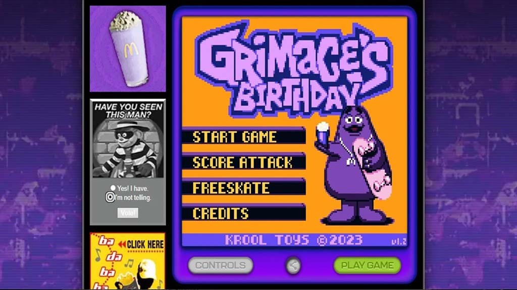 Grimace video game από τα McDonald's για το Game Boy Color