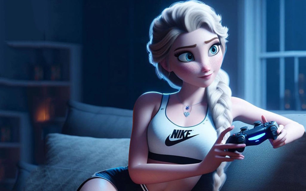 AI έφτιαξε 14 sexy ηρωίδες της Disney να παίζουν PlayStation