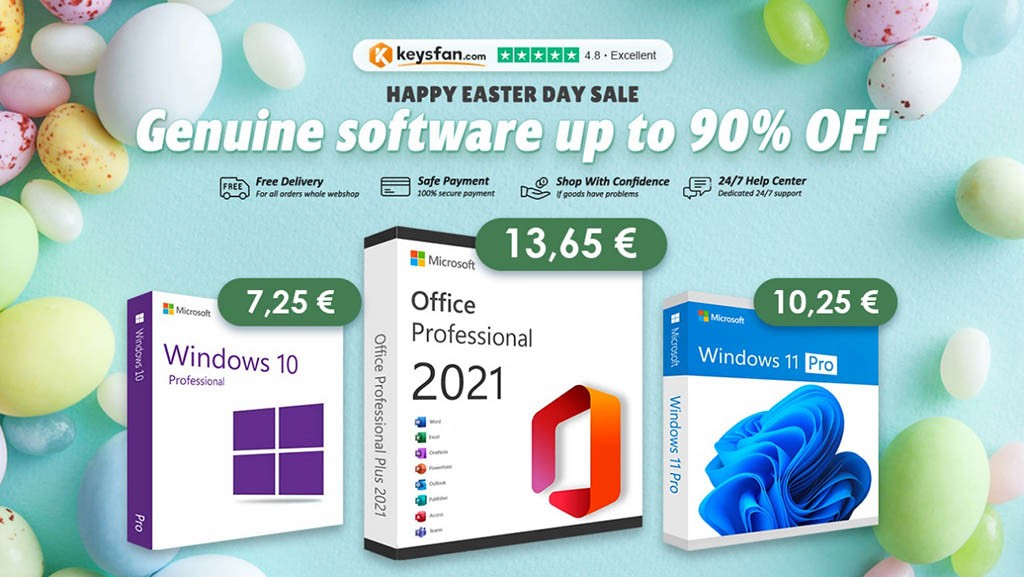 Πασχαλινές εκπτώσεις στο Keysfan: Lifetime Office 2021 στα 13.65€ και Windows από 6.12€!