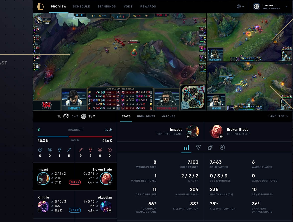 League of Legends Pro View mode